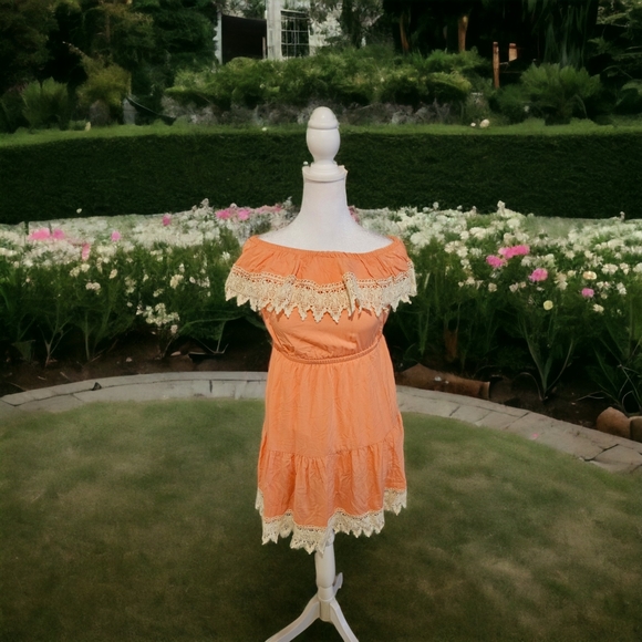 NWOT Venus Peach And Cream Lace Strapless Mini Dress Size XS - Picture 2 of 7